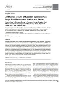 Antitumor activity of fucoidan against diffuse large B cell lymphoma in vitro and in vivo