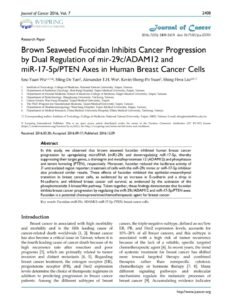 Brown Seaweed Fucoidan Inhibits Cancer Progression by Dual Regulation of mir-29c/ADAM12 and miR-17-5p/PTEN Axes in Human Breast Cancer Cells